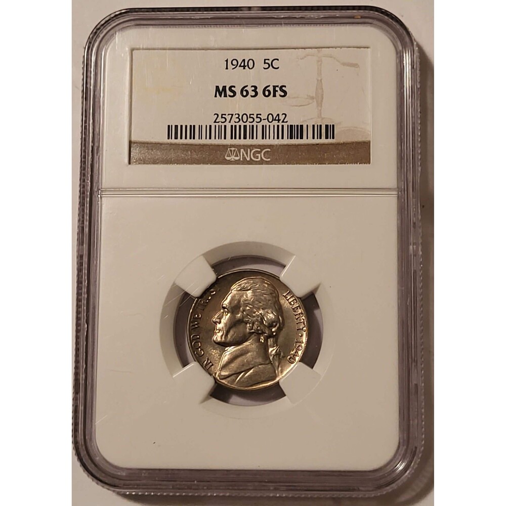1940 Jefferson Nickel MS63 6FS NGC Toning